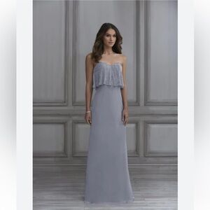 Womens New Adrianna Papell Platinum Bridal Silver Sweetheart Beaded Strapless Ma